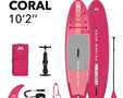 Aqua Marina - Coral 10’2’’ (raspberry) Advanced All-around Inflatable Stand Up Paddle Board - SUP Inflatable Boards