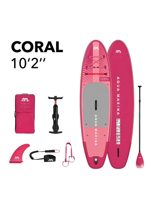 Aqua Marina - Coral 10’2’’ (raspberry) Advanced All-around Inflatable Stand Up Paddle Board - SUP Inflatable Boards