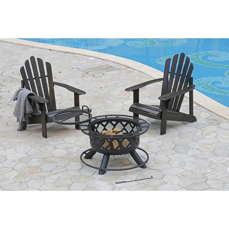 Shinerich - 24” Fire Pit With Grill - Fire Pit