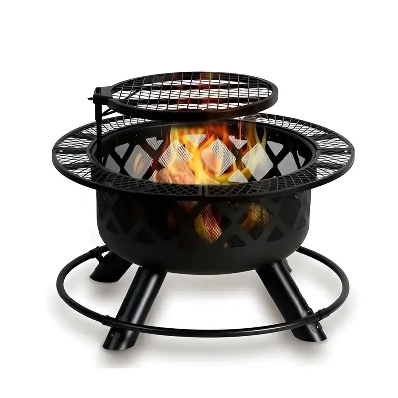 Shinerich - 24” Fire Pit With Grill - Fire Pit