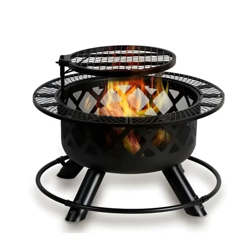 Shinerich - 24” Fire Pit With Grill - Fire Pit